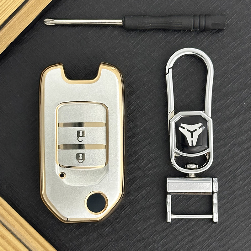 Couvercle à 2 boutons de type B + porte-clés en métal - Or