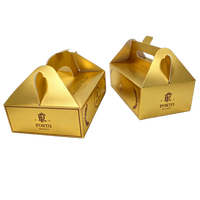 Emballage de luxe haut de gamme, effet de gaufrage à l'or, boîte à pâtisserie, boîte cadeau premium, emballage en carton doré pour pâtisserie avec poignée