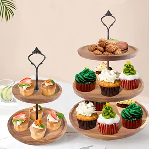 Gỗ đám cưới sinh nhật 2 Tier tráng miệng Bảng trang trí bánh bằng gỗ khay Mini Cup bánh đứng tấm hiển thị chủ