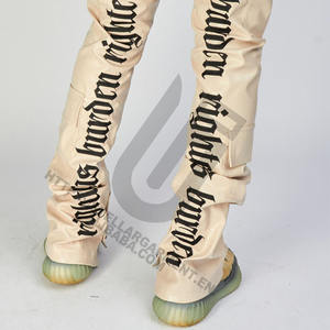 <span class=keywords><strong>Pantaloni</strong></span> Sportivi da <span class=keywords><strong>Uomo</strong></span> in <span class=keywords><strong>Ecopelle</strong></span> con Vita Alta, Zip, Gamba Svasata, Ricamo e Design Sovrapposto - Product Image 2