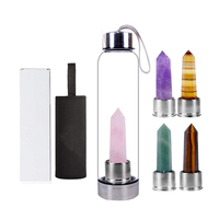 Bouteille isotherme en cristal naturel, à emporter avec une pierre précieuse, illuminateur en cristal naturel, baguette de guérison