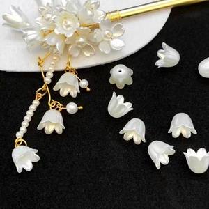 Abalorio de lirio de los valles, perlas de imitación, cuentas sueltas, decoración de abalorios de coche DIY, venta al por mayor, cuentas acrílicas, flor blanca - Product Image 5