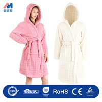 Peignoir long à capuche en polaire bulle pour femme, avec ceinture et poches, doux et moelleux, pour la maison et le spa, personnalisable avec logo