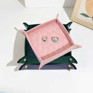 WEIMEI Custom Logo Luxury Velvet Foldable Snap Tray Wholesale Diamond Quilted Counter <b>Ring</b> Earring Jewelry Display Tray - Product Image 6