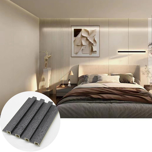Revêtement de décoration intérieure, éclairage, grain de bois, imperméabilisation, doré, panneaux muraux en PVC WPC cannelés - Product Image 1