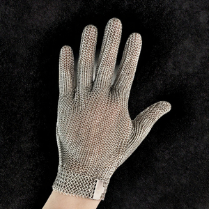Gants de sécurité en maille de chaîne d'acier industrielle OEM, non revêtus, résistants à l'abrasion, en acier inoxydable, résistants aux coupures, EN388 5 - Product Image 2