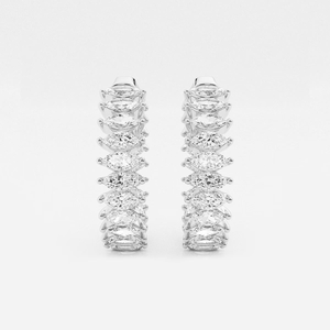 Boucles d'oreilles créoles 3 carats en diamant de laboratoire taille marquise, élégantes et étincelantes, bijoux fins de luxe, cadeau minimaliste pour femme - Product Image 3