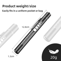 Mini lampe de poche LED 2 en 1 en alliage d'aluminium portable, lumière blanche/jaune, rechargeable par USB, éclairage d'urgence IP54