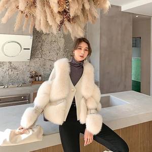 2021 Winter Faux Fur New <strong>Fake</strong> Fox Fur Coat Motorcycle <strong>Clothing</strong> With Leather - Product Image 4