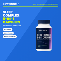 LIFEWORTH Complexe Sommeil 5-en-1 Capsules Mélatonine Magnésium L-Théanine GABA Vitamine D2 50 1 Capsule