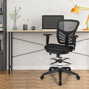 Chaise de bureau ergonomique DB Mesh avec accoudoirs réglables, repose-pieds, style contemporain, base en aluminium, siège pivotant - Product Image 1