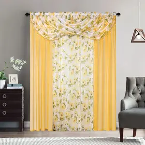 Wholesale and retail cheap curtain embroidered grommet rod pocket stock ready made curtains for living room home curtain on sale