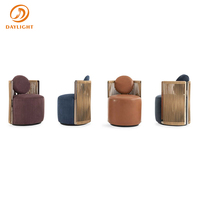 Canapé en cuir de salon de style nordique de luxe, fauteuil de détente orange avec ottoman, réplique de meubles d'extérieur modernes