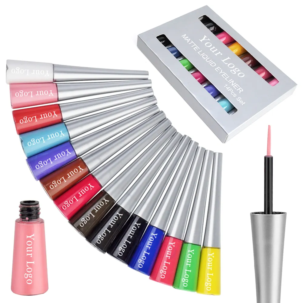 Amazon Hot Selling Liquid Eyeliner Private Label Waterproof Fast Dry No Smudge Liquid 14 Colors Eyeliner