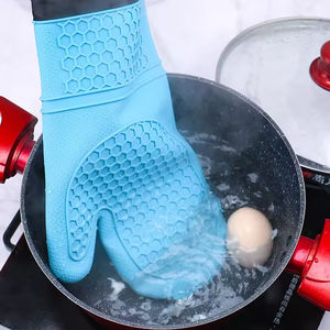 Juego de Guantes de Horno de Silicona Resistentes al Calor, Forro de Poliéster Suave, Impermeables, Largos, Flexibles y Gruesos para Cocina - Product Image 3