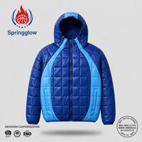 Veste matelassée à capuche pour homme, bicolore bleu royal, imperméable, coupe-vent, doudoune d'hiver matelassée, avec fermeture éclair YKK, logo personnalisé OEM