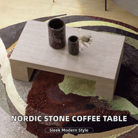 Table basse moderne beige en bois sur mesure avec structure en acier inoxydable, design réglable pour salon et usage domestique