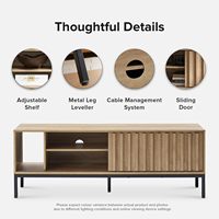 Norwin-Meuble TV, centre de divertissement cannelé avec rangement, console multimédia en bois Credenza Cabinet Table pour le salon