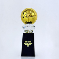 Trophée de football et de basketball en cristal couleur or, argent, bronze, plaque de récompense MH-T73