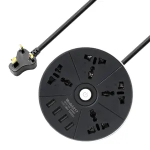 Universele Standaard Ronde Power Extension Elektrische Aansluiting 4 Way Met 4 Usb Socket Power Strip