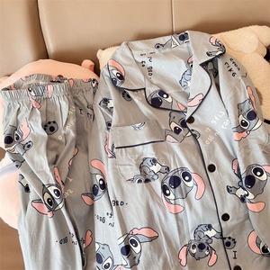 Set <span class=keywords><strong>Pigiama</strong></span> All'ingrosso a Maniche Lunghe con Personaggio Stitch Stile Cartone Animato, <span class=keywords><strong>Pigiama</strong></span> Kawaii di Stitch per Ragazze e Signore, Completo Casual Carino per il Tempo Libero - Product Image 2