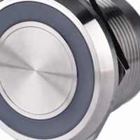 Électrique imperméable à L'eau 24V Anneau Lumineux Led En Métal Bouton-Poussoir Rond Chanfrein Type 22mm Momentané Commutateur Piézo-électrique