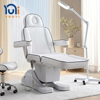 Table de massage électrique réglable en cuir PU, éponge haute densité durable, 3 moteurs, design incurvé pour salon de beauté, spa