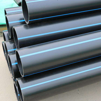 Tuyau en polyéthylène haute densité (PEHD) flexible, haute pression, durable, qualité PE100, DN16-DN1600, noir à rayures bleues, pour l'eau