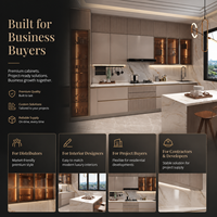 Armoires de cuisine modernes de luxe sur mesure, plan de travail en pierre, armoires de cuisine modulaires, éclairage LED, armoire de cuisine pour projet de villa