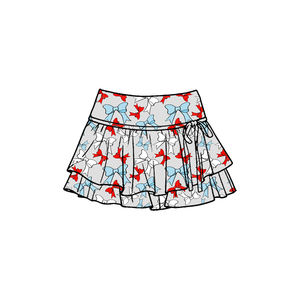 Jupe-short de sport personnalisée pour petites filles, motif drapeau américain du 4 juillet, en Spandex/Polyester, séchage rapide, pour yoga, jeu et tennis - Product Image 5
