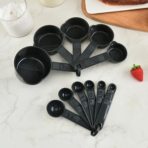 11 piezas de plástico negro tazas y cucharas para medir conjunto para hornear café accesorios de cocina - Product Image 2