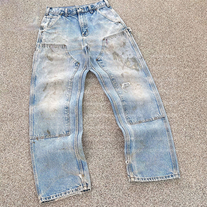 custom <b>men</b> denim <b>jeans</b> Factory Distress Wash Double Knee complet <b>jean</b> homme Tactical Skate <b>Work</b> Baggy Fit trench en <b>jean</b> - Product Image 3