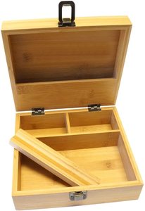 Wholesale Large Size Custom Wooden <strong>Herb</strong> Container Rolling Tray Storage Sell Proof Natural Bamboo Stash <strong>Box</strong> with Grinder - Product Image 2