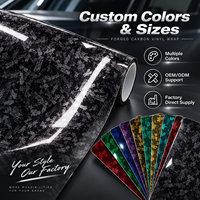 Autocollant de voiture en carbone forgé haute brillance, autocollant en PVC pour carrosserie automobile, couleur personnalisée, décoration extérieure, OEM ODM