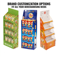 Étagère de présentation pliable en carton à 4 niveaux, présentoir de sol POP pour la promotion des snacks en magasin