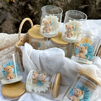 Bougies personnalisées mignonnes parfumées Teddy Daisy, parfum floral, bougies en forme de fleurs et d'ours roses pour souvenir de baptême, cadeaux d'anniversaire