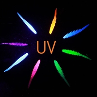 Leurre souple élastique en TPR à queue de broche 37mm 0.22g UV Lumineux Mini Micro pour la pêche en eau douce (Truite, Perche, Panfish)