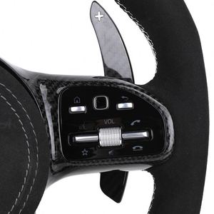 Volante Deportivo de Fibra de Carbono con Franja Superior Negra Brillante y Revestimiento de Gamuza para <span class=keywords><strong>Mercedes</strong></span> <span class=keywords><strong>Benz</strong></span> Clase S, C63s, C55, GLA45 AMG, Gran Venta - Product Image 3