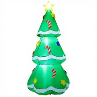 1,5 m Hochwertiger Aufblasbarer Weihnachtsbaum mit Eingebauten LEDs Zuckerstangen-Stern-Dekorationen - Wetterfester Außendekoration für Feiertagspartys