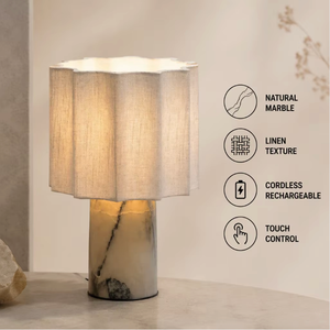 Lampe de bureau LED sans fil rechargeable, minimaliste et luxueuse, avec abat-jour en lin et pierre naturelle, pour la maison, l'hôtel, le bureau et la table de chevet - Product Image 2