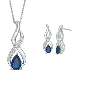 Wholesale 925 Sterling Silver <b>Gold</b> Plated Sapphire <b>Jewelry</b> <b>Sets</b> for Party Anniversary & Engagement Gifts - Product Image 5