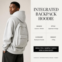 Sweat à capuche zippé pour homme avec sac intégré 3D, coupe ample, 100% coton épais, gris chiné