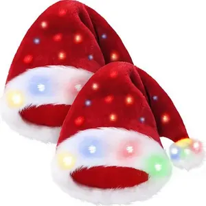 Leuchtende Santa Plüsch Hut LED Licht Kinder Erwachsene Dekorationen Weihnachts bedarf Navidad Decora cion