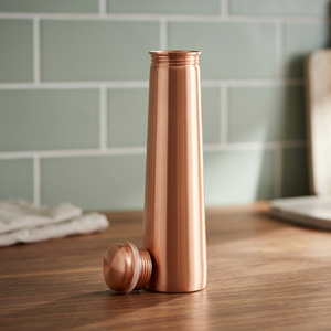 Botella de Agua de Cobre de Gran Capacidad con Doble Pared, Vaso Térmico con Tapa Roscada y Cuello Largo para Uso en Exteriores - Estilo Indio - Product Image 1