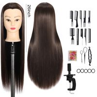 Tête de mannequin professionnelle de 28 pouces en PVC pour coiffure, support réutilisable pour perruque en cheveux synthétiques pour la pratique des barbiers |   Prêt à être expédié