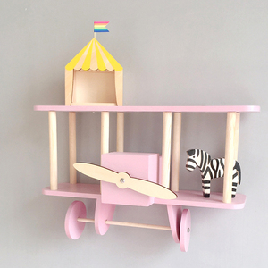 Estante colgante de <span class=keywords><strong>pared</strong></span> para habitación de niños, estante de almacenamiento de avión de madera, decoración del hogar, superventas - Product Image 2