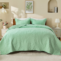 Couvre-lit matelassé en jacquard imprimé floral avec rideaux assortis, tissu thermique certifié OEKO-TEX pour la décoration intérieure