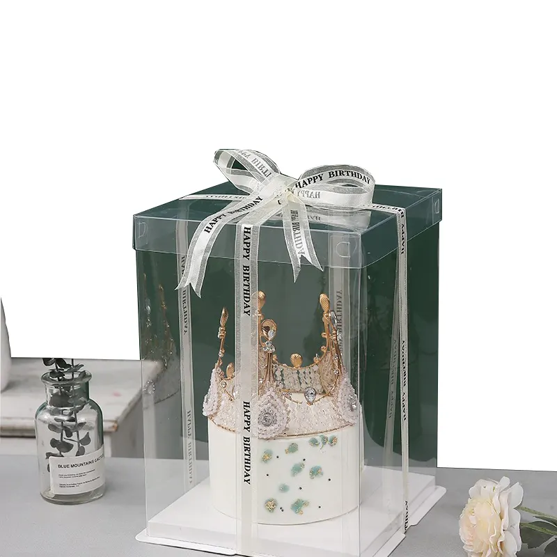 High Quality Wedding Birthday Cake Packaging Transparent Plastic Clear Cake Box