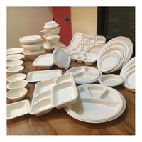 Grand contenant jetable de 32 oz à 4 compartiments, étanche, pour restauration rapide, emballage à emporter, sushi, bagasse de canne à sucre, bento, burger