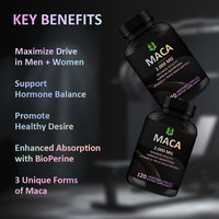 Capsules de poudre de racine de maca 2000 mg, complément d'extrait de racine de maca pour adultes, hommes et femmes, stimule l'énergie, 100% naturel, santé